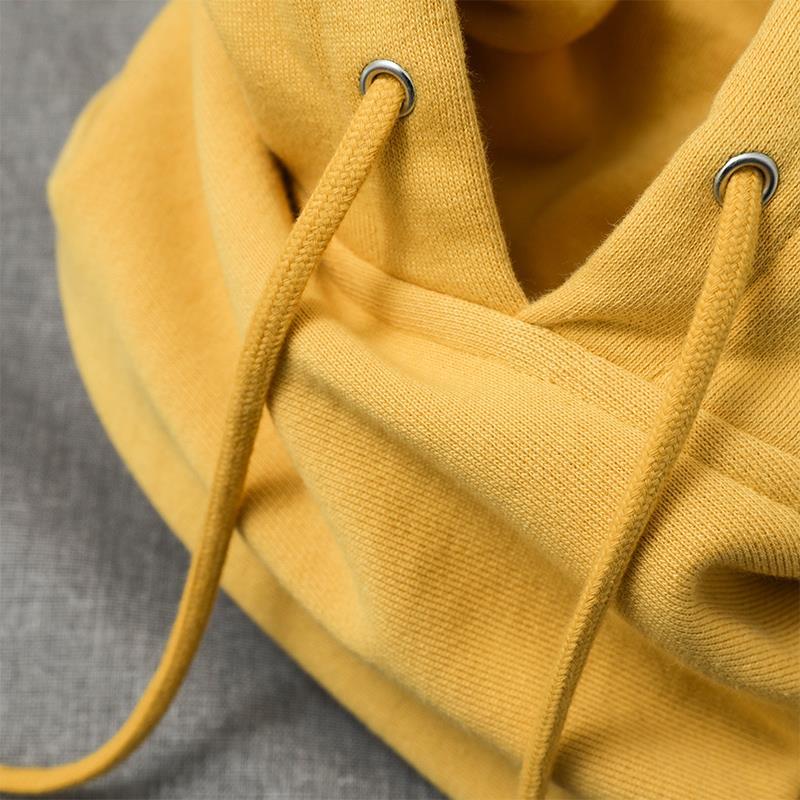 Warm-Toned 600g Hooded Cotton Sweatshirt in Light Yellow for Men and Women, Goose Yellow Cotton Pullover Hoodie, Spring and Autumn Style