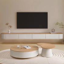 Solid wood minimalist wall-mounted containing bedroom living room overhanging type small outdoor type white suspended hanging strong electric view cabinet