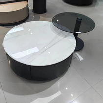Rock Plate Size Round Solid Wood Tea Table Combination Brief Modern Living-room Teacher Home Round Glass Tea Table Ins
