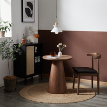 Nordic Solid Wood Small Round Table Minima Black Mesh Red Milk Tea Shop Coffee Table Balcony Table Casual Tea Table Round Corner