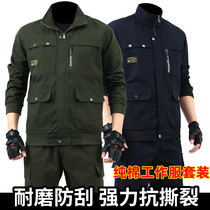 Pure cotton canvas work clothes suit mens labor insurance loose thickened spring and autumn jackets for men and women wear-resistant anti-scalding welding clothes