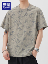 Luo Meng Bing Silk Short Sleeve T-shirt Mens Summer 2024 New Boys Loose Casual Trendy Round Neck T-shirt Top