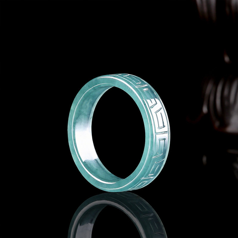 Cuiyingfu S925 silver inlaid with natural grade A jadeite ring