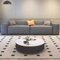 Italian Minimalist Genuine Leather Tofu Block Sofa Approl. Living Room Small Family Sofa Combined Trio position Straight-lined Red Sofa