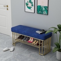 Light luxury shoe-changing stool with soft package home entrance sit-down shoe rack long shoe-wearing stool Nordic internet celebrity cloakroom shoe cabinet