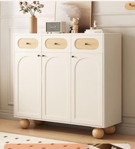 Cream-style shoe cabinet home entrance Nordic porch cabinet shoe-changing stool integrated foyer cabinet partition corridor storage cabinet
