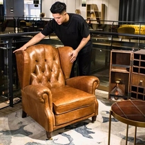 Classic 1919 Cigar Chair American Tiger Chair retro - made old leather singles chair teaching chair high - leather chair