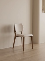 Solid wood dining chair Chinese style wabi-sabi style Nordic Japanese style walnut color casual leather art home back chair