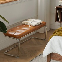 Nordic rattan shoe changing bench home cloakroom stainless steel chair simple retro porch footstool long dining chair