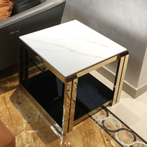 Light luxury wooden Nordic stainless steel marble imported slate corner table modern simple sofa side cabinet side table coffee table