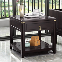 New Chinese style Zen all solid wood side table corner table square coffee table living room sofa side table small coffee table small square table electric