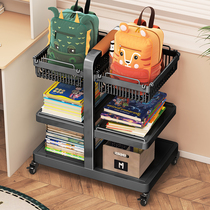 School bag storage rack floor-standing home childrens desk with books and backpack storage layer shelf removable student books
