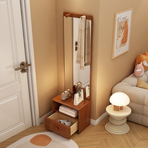 Solid wood full-length mirror floor-to-ceiling mirror doorway coat rack with storage cabinet integrated rack bedroom storage bedside table clothes hanger
