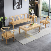 Nordic New Chinese All-Sound Wood Sofa Living Room Combined Small Household Modern Simple Winter and Summer Dual Oak Triple