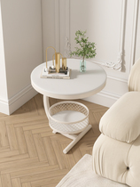 Slate side table cream style corner table living room sofa side table balcony double-layer small round table creative table small coffee table