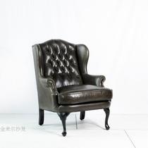 Tiger chair American single leather art sofa neoclassical leisure sofa chair European style chair living room furniture footrest