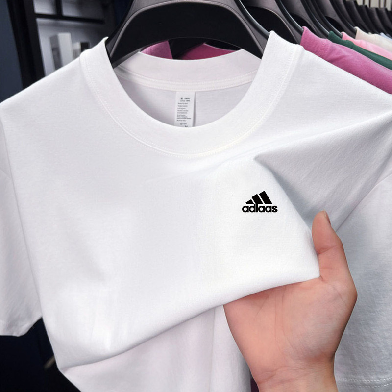 Ole Heavyweight Pure Cotton Short-Sleeved T-Shirt for Men and Women, Casual Round-Neck White Base Shirt, Summer Youth Couple Half-Sleeve