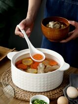 Large Soup Bowl special large number net red double ear soup basin Home 2021 new 10-inch ceramic 12 inch with cover Sein soup bowl