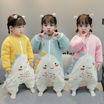 Female Treasure Sleeping Bag 1 year Four Seasons General purpose Three layers of warm children Anti-kicks are thickened by 1-leg winter style and cotton quilts thickened