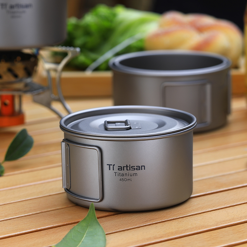 Titanium Artisan Outdoor Titanium Bowl Pure Titanium Camping Tableware Wild Camp Lunch Box Portable Set Bowl Snow Pull Bowl Titanium Alloy Lunch Box-Taobao