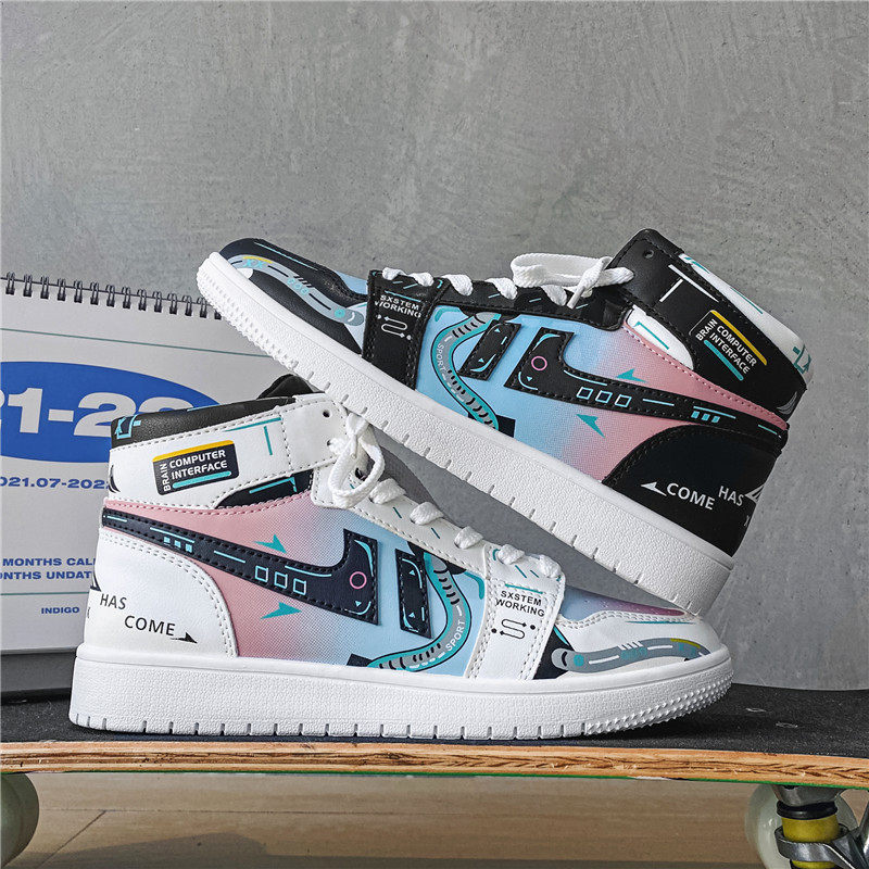 aj men's shoes Air Force One Electric Play Pixel Board Shoes Men's Spring Summer Students Mandarin Ducks 100 hitch Casual Sports Tide Shoes Man
