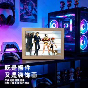 星际牛仔灯光画蓝牙音响小夜灯客厅桌面氛围感发光相框创意礼物
