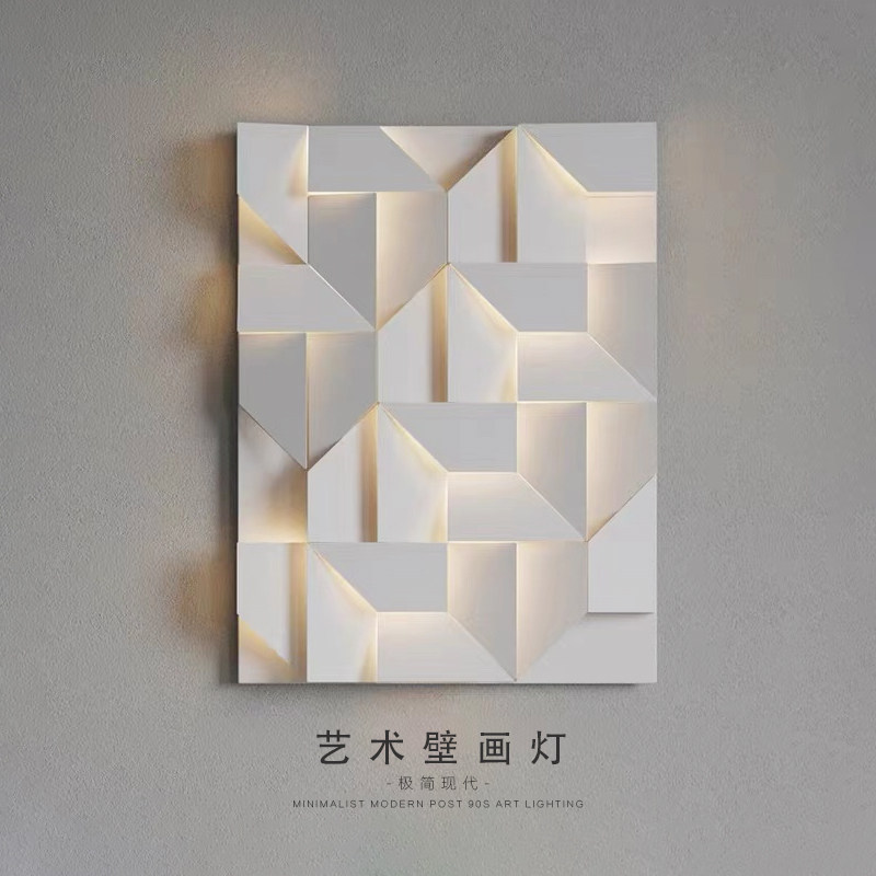 Designer's Living Room Background Wall Art Wall Lamp Minimalist Bedroom Bedside Hall Hall of Xuanguan gangway Decorative Fresco Lights-Taobao