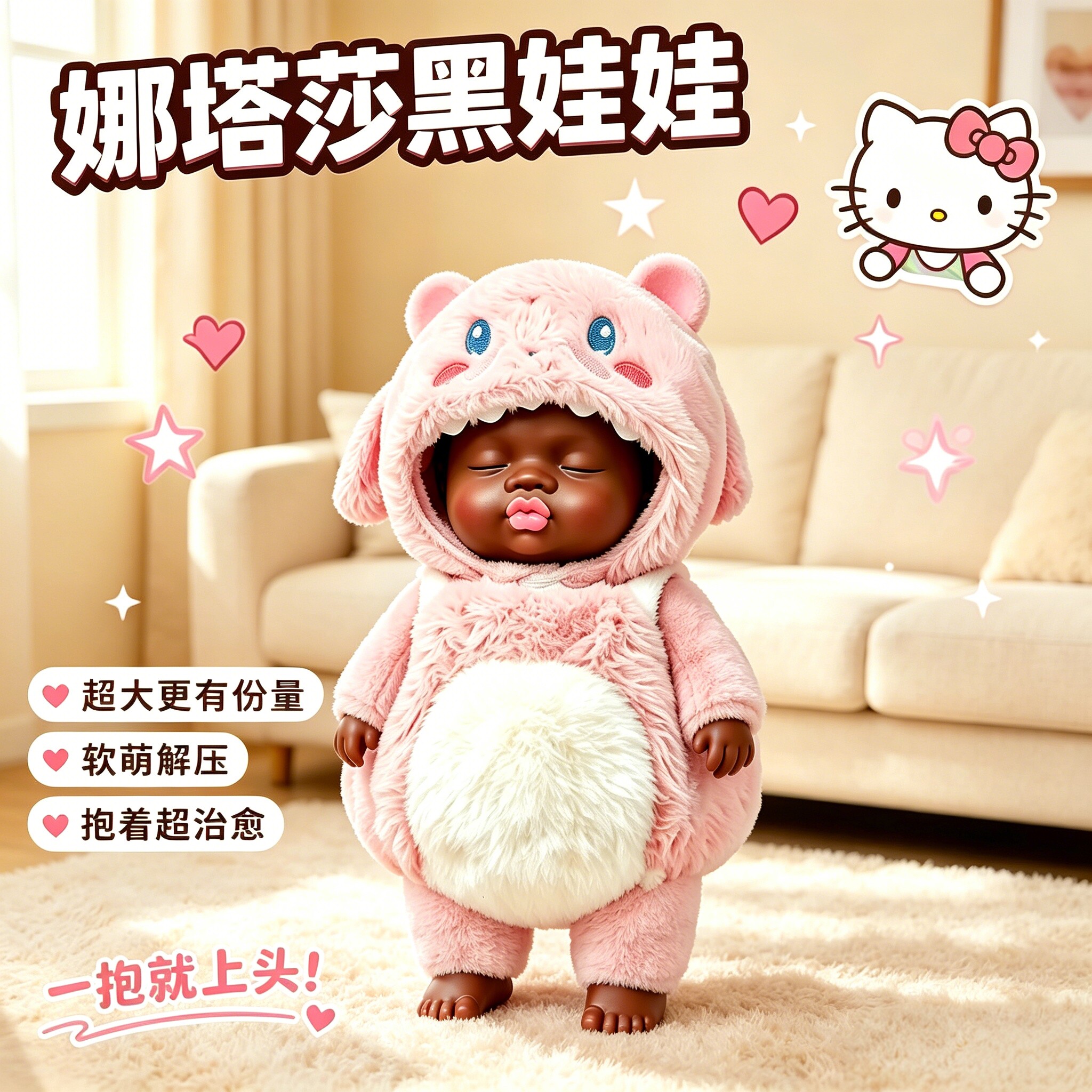 Подлинная кукла Наташа Блэк в одежде, сжимающая Le ugly baby, большая декомпрессионная игрушка, кукла с медленным отскоком, медленный отскок