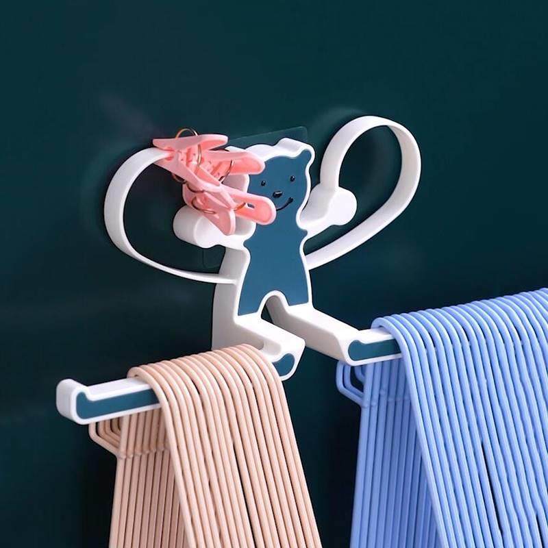 Hook Multifunction Hanging Creativity Free Punching Hair Towel Rack Sanitary Wall-mounted Rack Balcony Hanger Containing Hanging Bathroom Statue