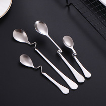 Creative 410 Stainless Steel S Type Hanging Cup Spoon Restaurant Hotel Bend Handle Twist Spoon Coffee Milk Tea Bending Stirring Spoon Brief