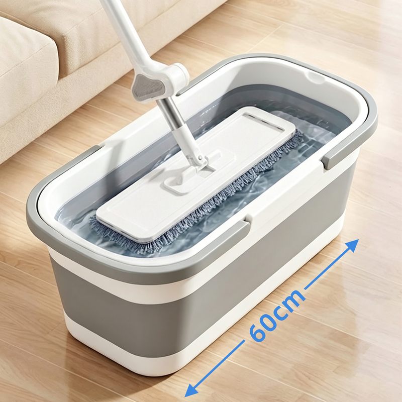 Japanese Rectangular Mop Bucket with Wheels, Specialized Bucket for Washing Mops, Integrated Folding Water Bucket for Wringing Mops, Single Bucket