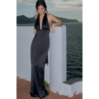 ZA same style 26 new summer women's temperament silk satin backless halter neck midi dress 4772386 800