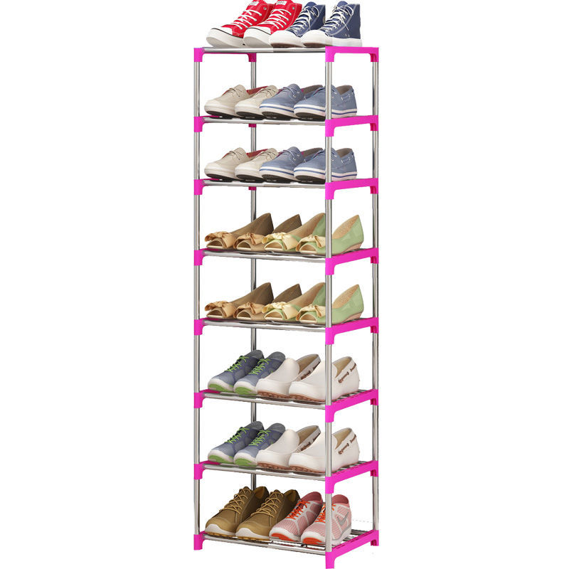 Simple shoe shelves household doorway slit small mini dorm corner corner building household ultra-narrow single row shoe cabinet