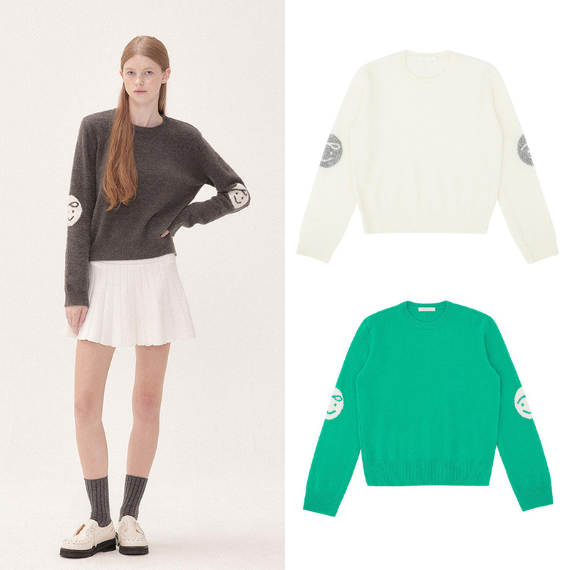 Women's Trendy Sweater with Smiley Face Pattern, Luxurious and High-End, Slim-Fit Knitwear, New Korean Golf Style, Thickened