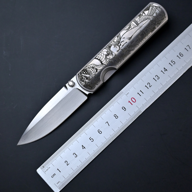 【Rattlesnake】Karami 2.0 Tuning Fork High Hardness Sharp M398 Integrated Handle Titanium Alloy Deep-Engraved Fruit Knife
