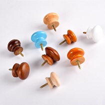 Drawer pull handle free from punching log solid wood bed head cabinet wardrobe single-hole round brief about self-tapping small handle hardware