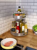 Rotary shelve kitchen special adjustable material frame with swivel table double layer seasoning rack condiment shelf seasoning frame