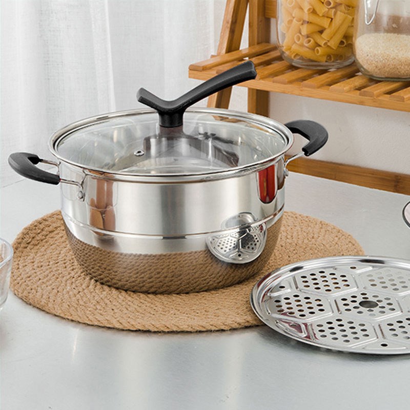 Thick stainless steam steamed pan steamed steamed steamed pan steamed pan steamed pan soup pot milk pot