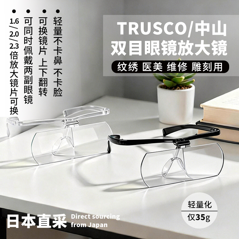 Japanese Trusco Binocular Magnifying Glasses for Close Work, Eyebrow Tattooing, Embroidery, Tattooing, and Reading