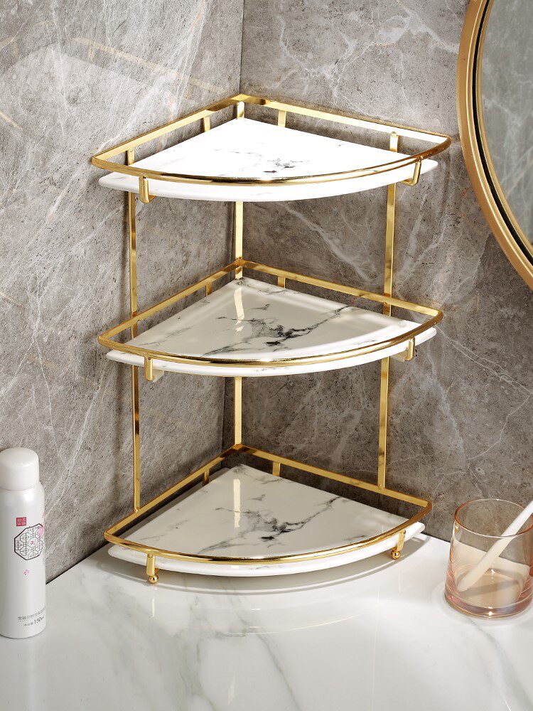 Bathroom toilet kitchen corner cosmetic table top wash hand wash table corner triangle rack