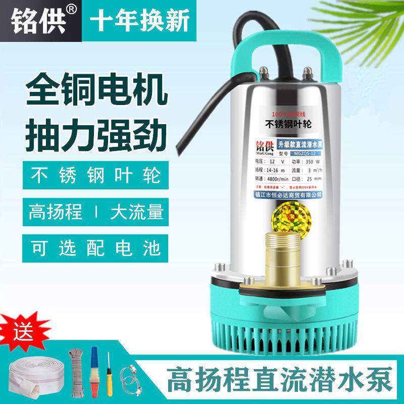 High lift DC submersible pump 12V24V battery pump 48V60v electric vehicle water pump agricultural watering vegetable volt