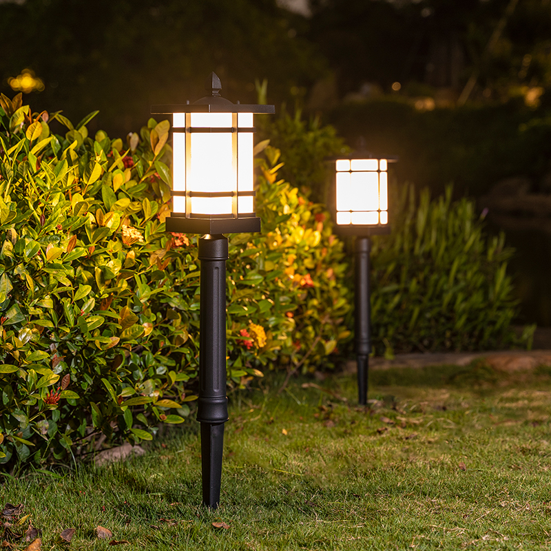 Solar Patio Grass Terrace Lamp Outdoor Waterproof New Chinese Style Home Villa Garden Ground Insert Lamp Community Pillar Street Lamp