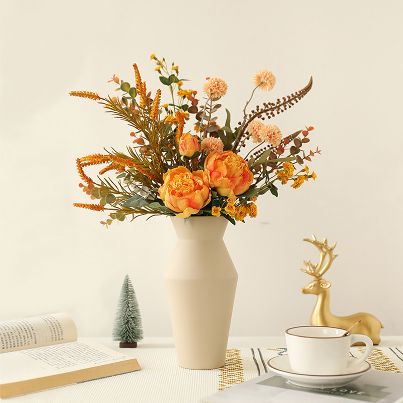 High-end peony simulation flower fake flower bouquet living room decoration table decoration flower decoration wedding Chinese high-end flower arrangement