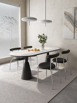 Cream-style slate dining table light luxury and high-end modern and simple small apartment home restaurant table and chairs oval dining table
