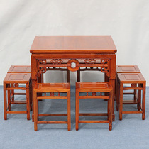 Chinese solid wood Eight Immortals table restaurant table and chair combination elm dining table log square table square hotel small square table