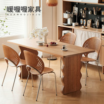 Retro light luxury solid wood dining table home rectangular small apartment modern simple internet celebrity creative office desk negotiation table
