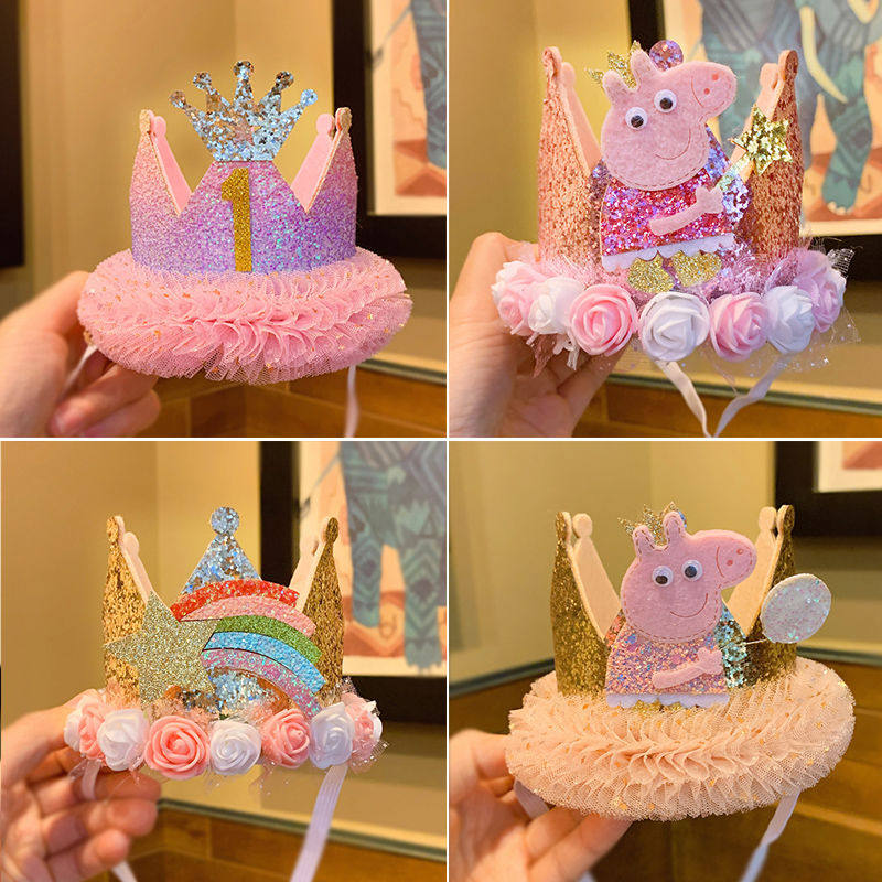Children's Birthday Hat Female Treasure Princess Boy Net Red Crown Birthday Cake Decoration Adult Headwear Party Arrangement