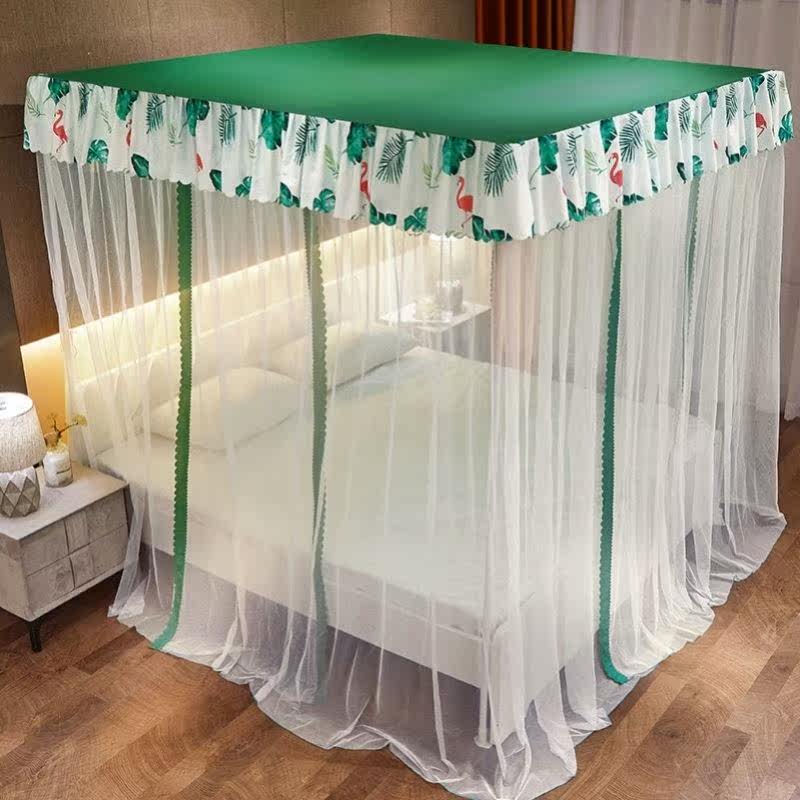 Bed cover Anti-mosquito net floor Three-door Bedroom dust-proof convenient unwashing 1 8m bracket fixed 1 2 * 2 0 m