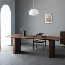 North American black walnut dining table Nordic simple rectangular conference table home log office desk wabi-sabi style desk