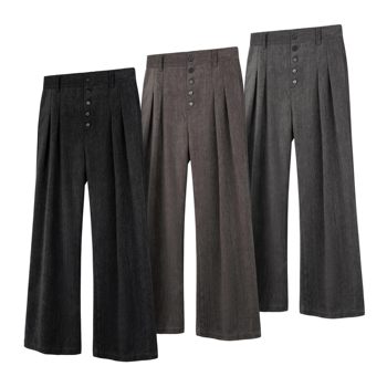 Deserto bamboo fiber blended bamboo texture five-button a-line double pleated casual draped trousers for men